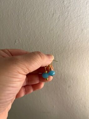 Gold-Tone Earrings with Turquoise Beads - Women Jewelry